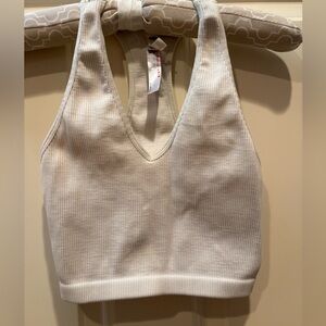 Free People Cream Ribbed Tank Top